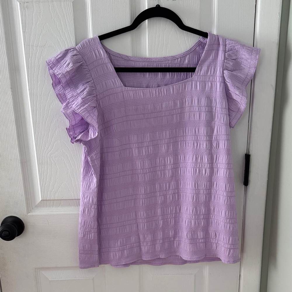 Lilac Ruffle Sleeve Women’s Top